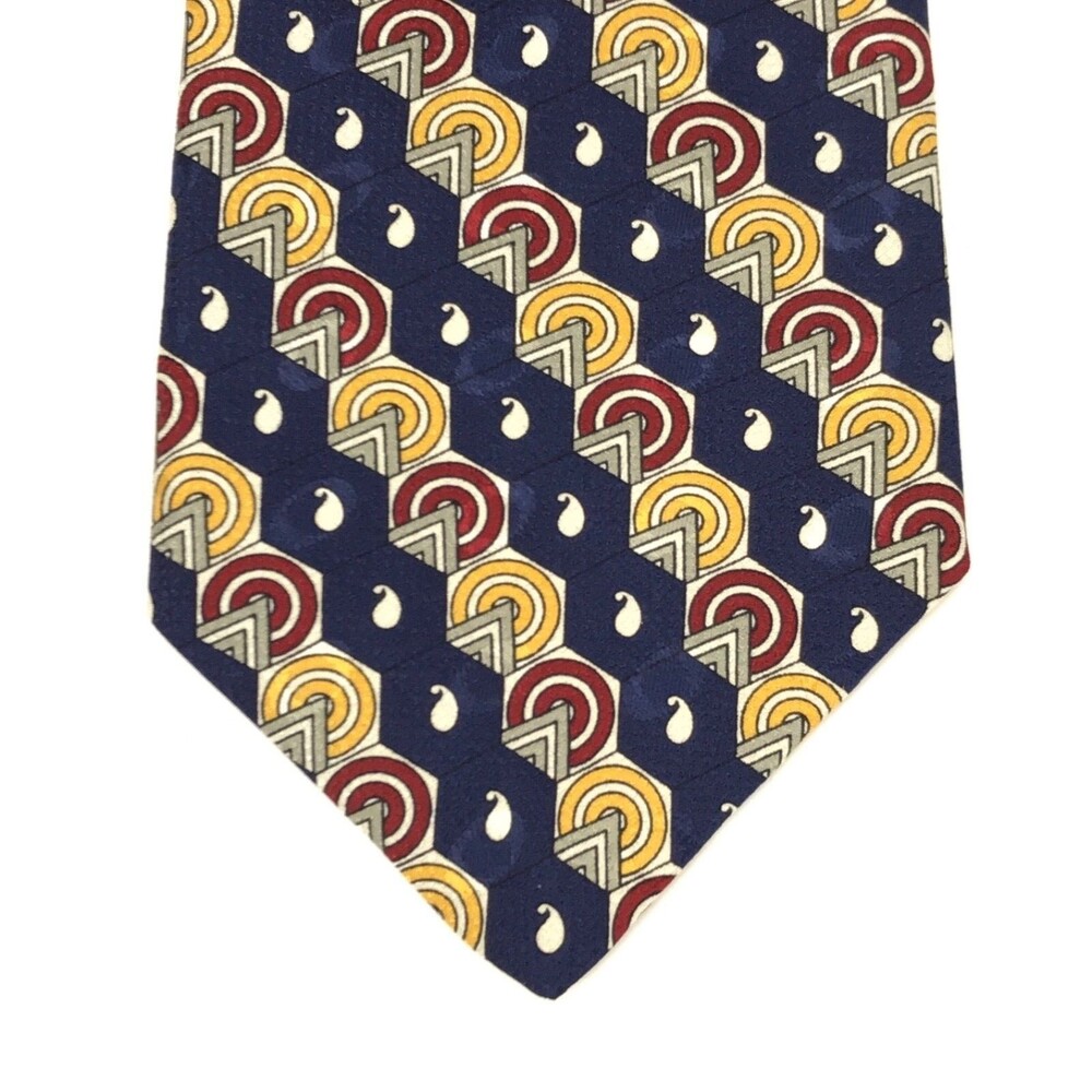 ROBERT TALBOTT STUDIO For NORDSTROM Hand Sewn Silk Blue Red Yellow Necktie